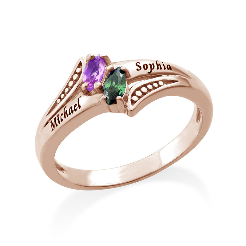 Personalized Birthstone Ring in Rose Gold Plating