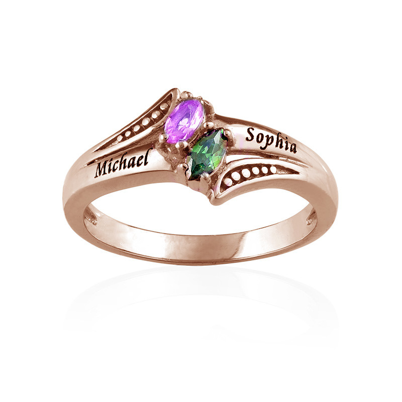 Personalized Birthstone Ring in Rose Gold Plating - 1