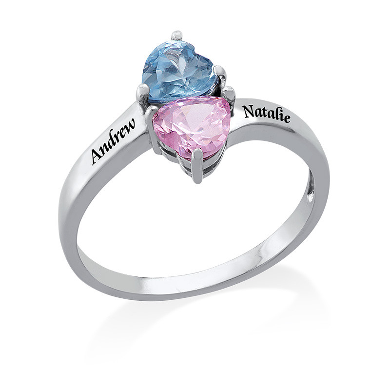 Personalized Birthstone Ring in Silver - 1 product photo