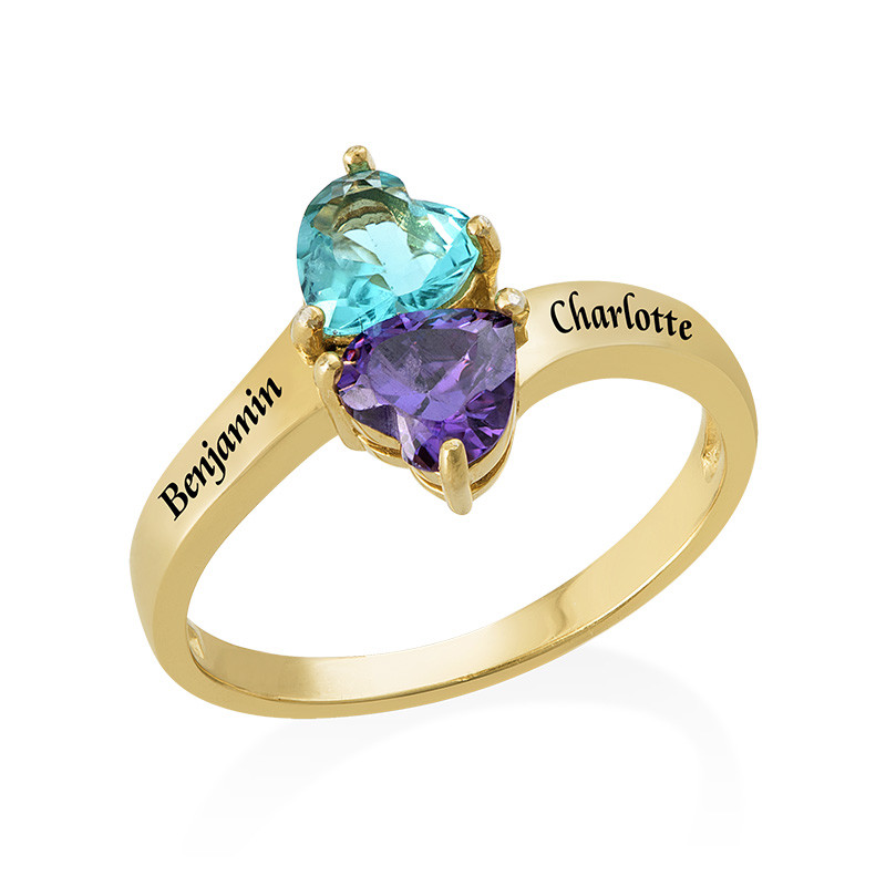 Personalized Birthstone Ring with Gold Plating