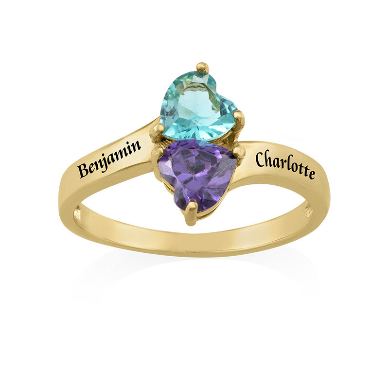 Personalized Birthstone Ring with Gold Plating - 1