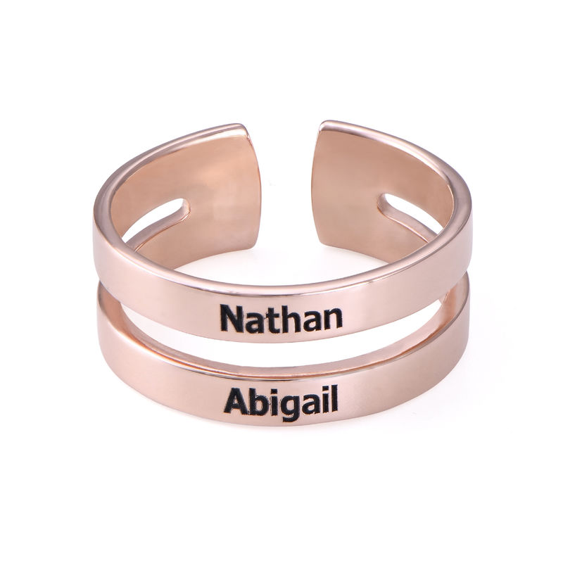 Two names ring in Rose Gold Plating - 1