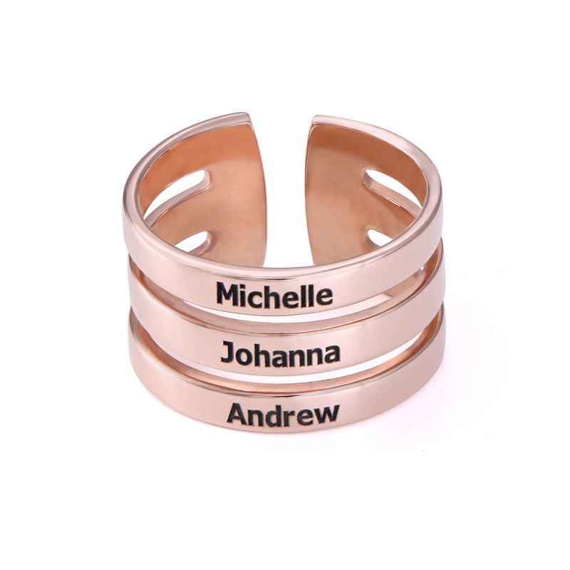 Three Names Ring in Rose Gold Plating - 1