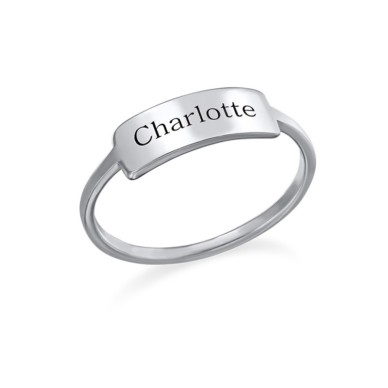 Silver Engraved Nameplate Ring