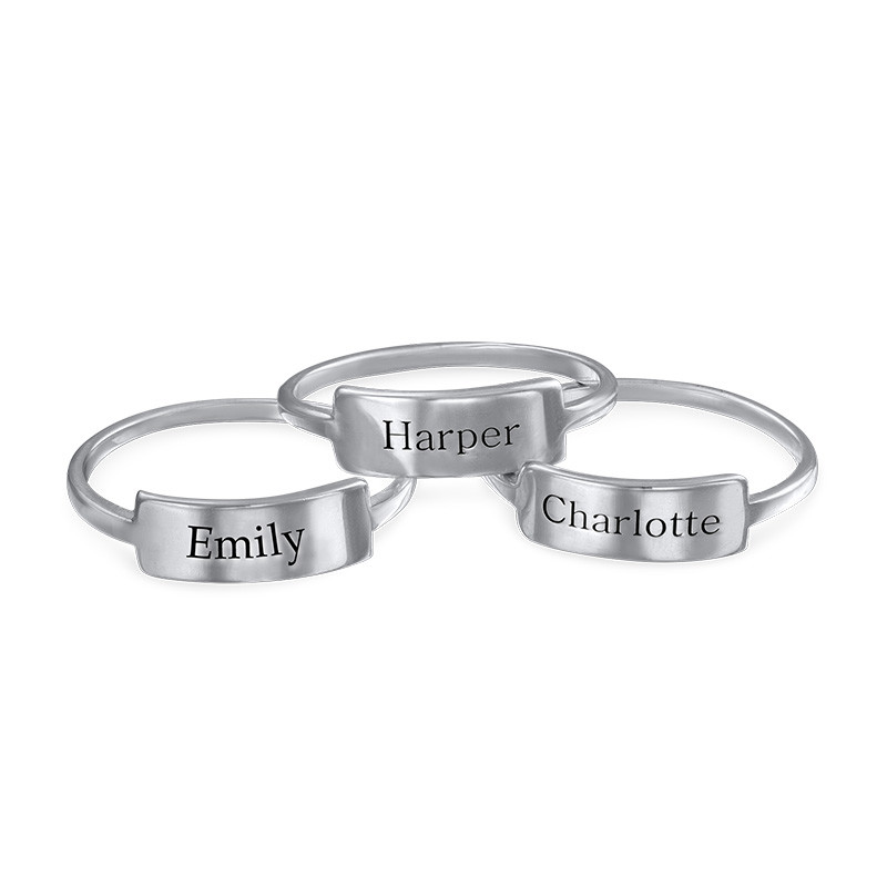 Silver Engraved Nameplate Ring - 1