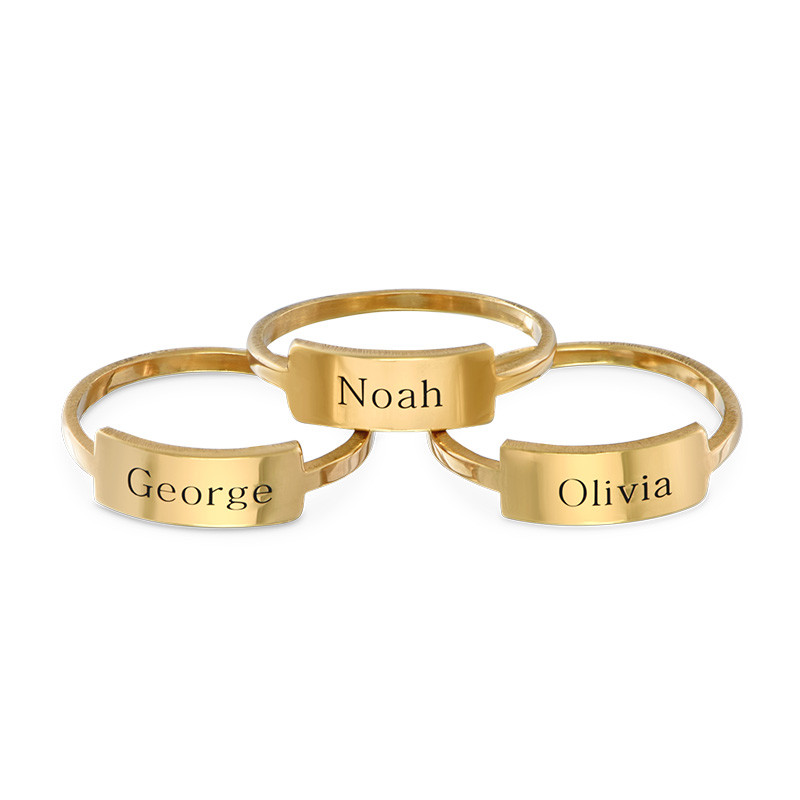 Silver Engraved Nameplate Ring - Gold Plated - 1