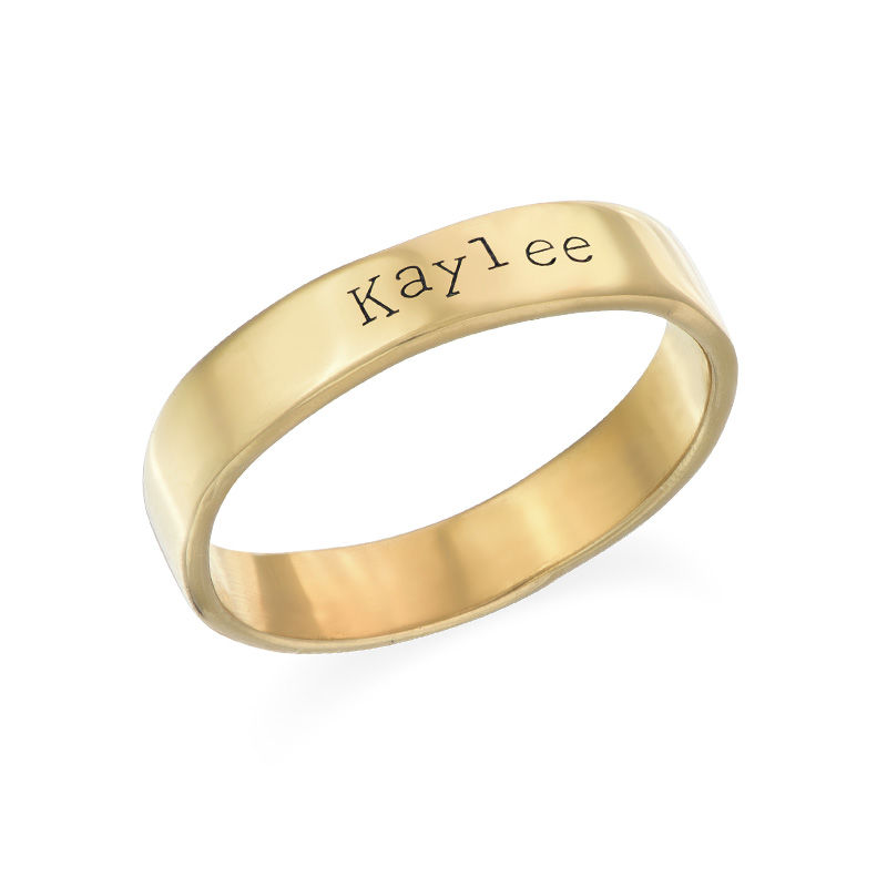 Engraved Name Ring - Hand Stamped Style with Gold Plating