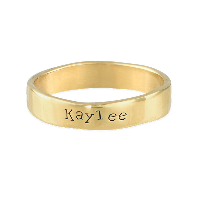 Engraved Name Ring - Hand Stamped Style with Gold Plating - 1
