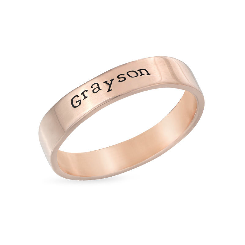 Engraved Name Ring - Hand Stamped Style with Rose Gold Plating
