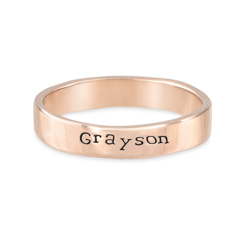 Engraved Name Ring - Hand Stamped Style with Rose Gold Plating - 1