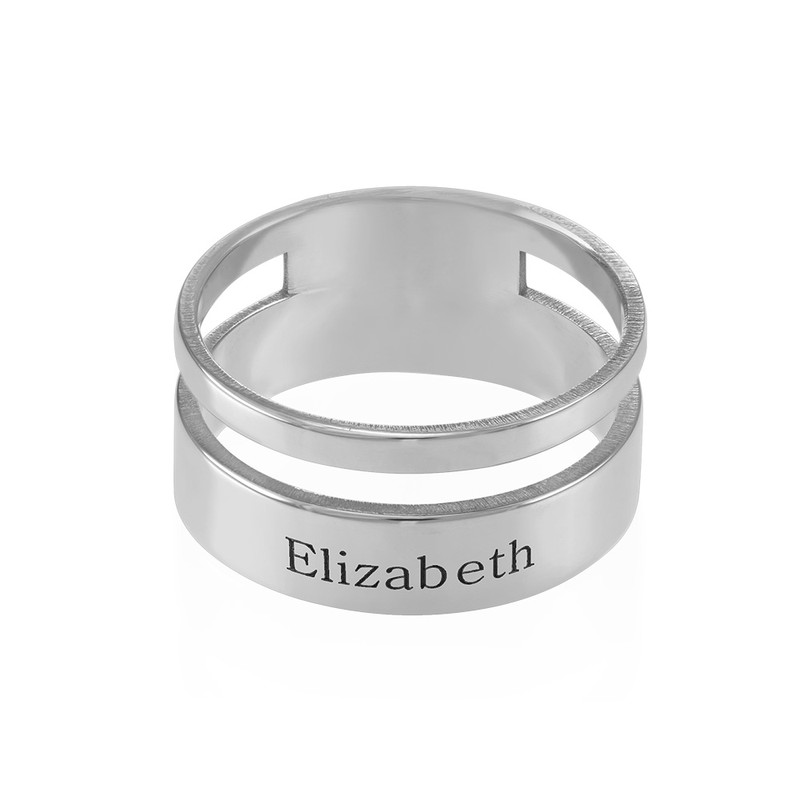 Asymmetrical Name Ring in Silver - 1 product photo