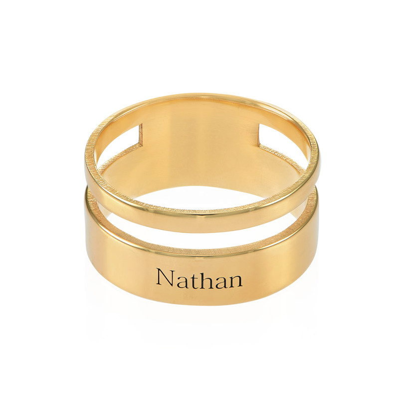Asymmetrical Name Ring with Gold Plating - 1