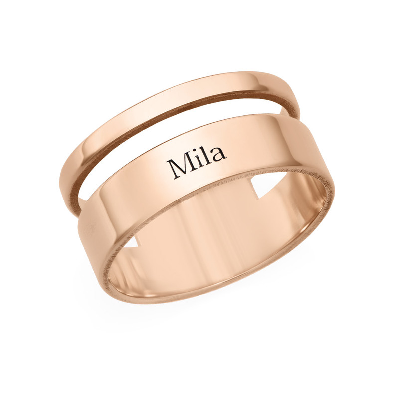 Asymmetrical Name Ring with Rose Gold Plating