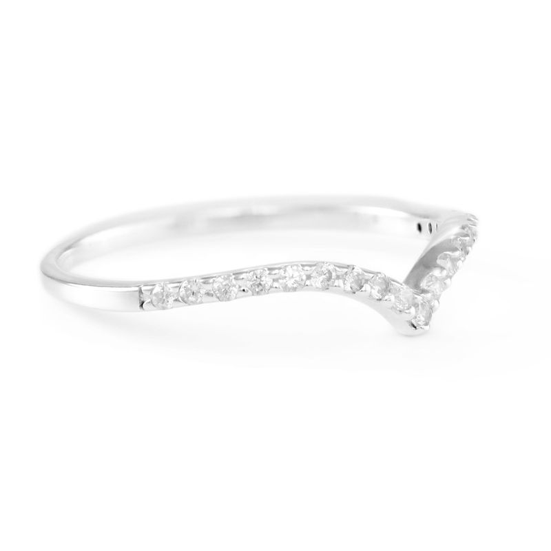 V Ring with Cubic Zirconia in Sterling Silver - 1