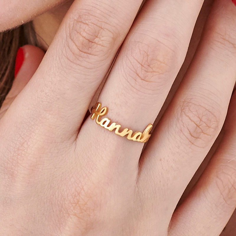Script Name Ring in Gold Plating - 4 product photo