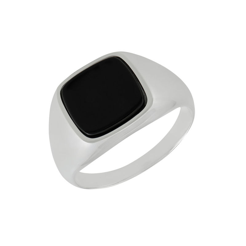 Custom Onyx Stone Signet Ring in Sterling Silver for Men