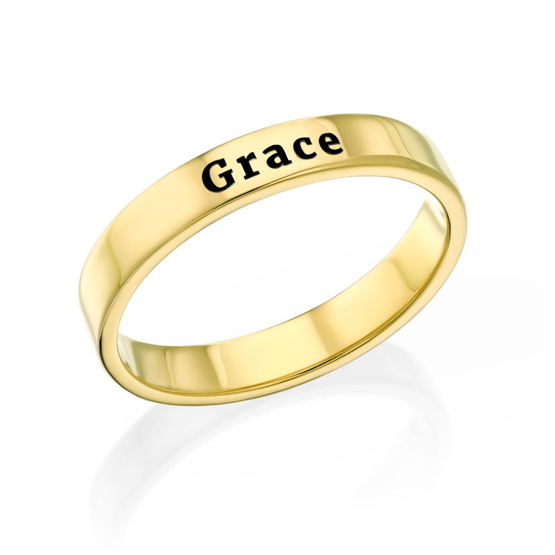 Engraved Thin Band Ring in Gold Plating