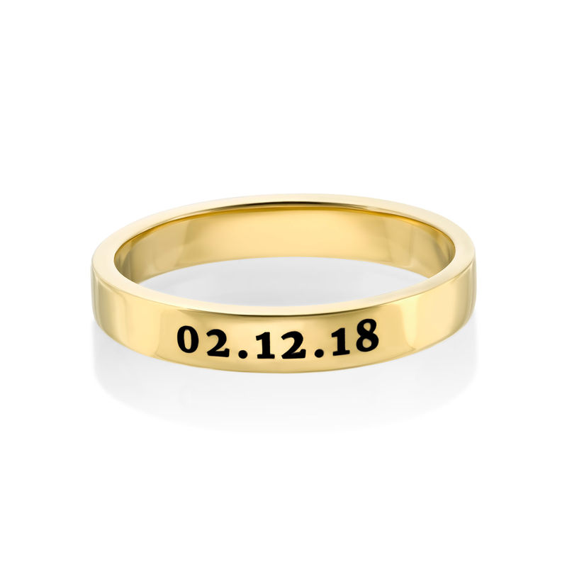 Engraved Thin Band Ring in Gold Plating - 2