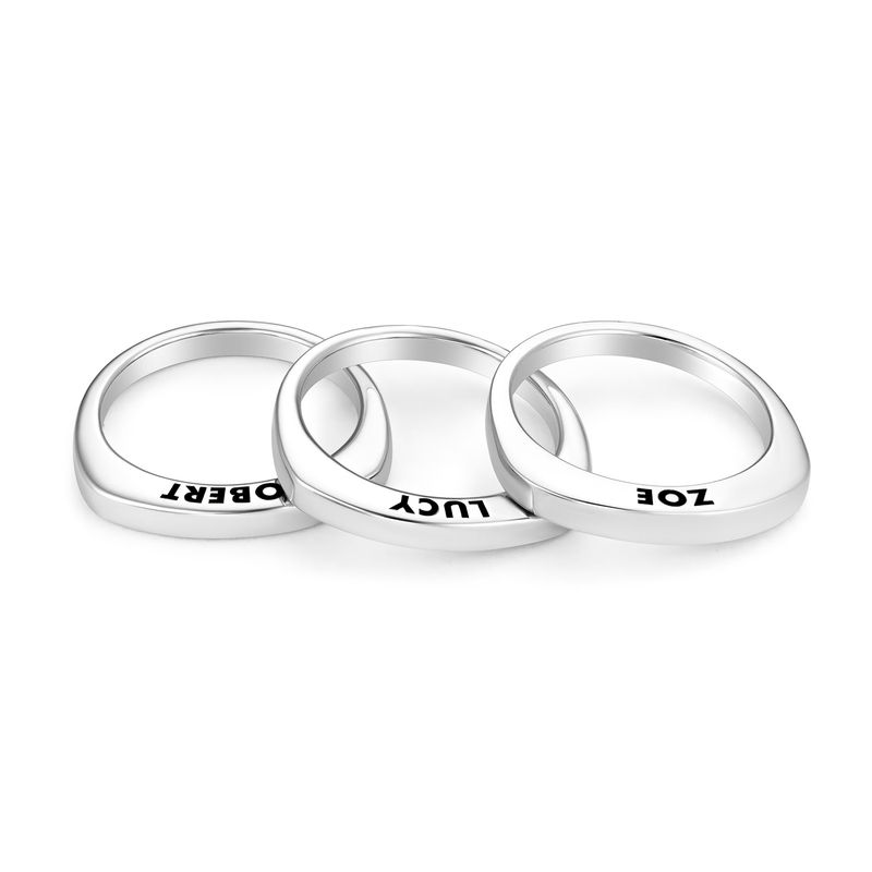 Engraved Square Ring Band in Sterling Silver - 2