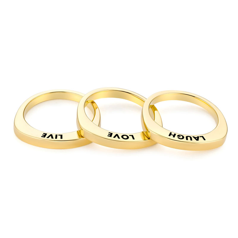 Engraved Square Ring Band in Gold Plating - 2 product photo