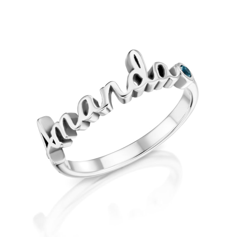 Personalized Birthstone Name Ring in Sterling Silver