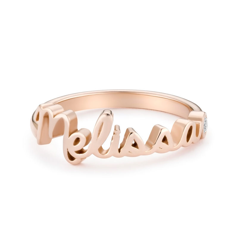 Personalized Birthstone Name Ring in Rose Gold Plating - 1 product photo
