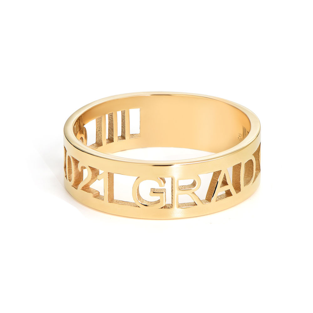 Custom Graduation Ring with Cubic Zirconia in Gold Plating - 1