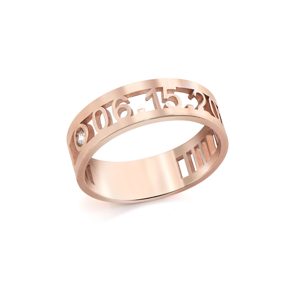 Custom Graduation Ring with Cubic Zirconia in Rose Gold Plating