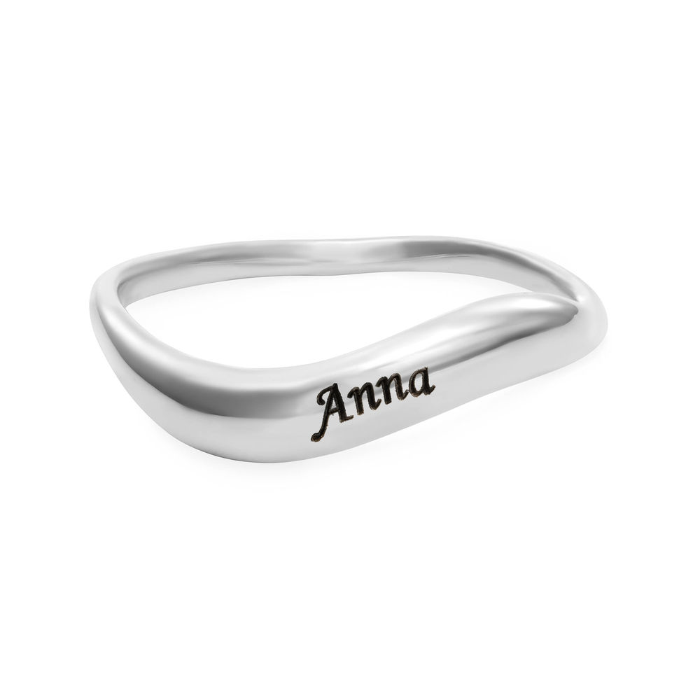 Stackable Wavy Name Ring in Sterling Silver