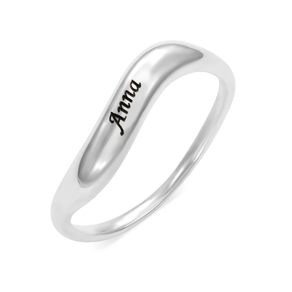 Stackable Wavy Name Ring in Sterling Silver - 1