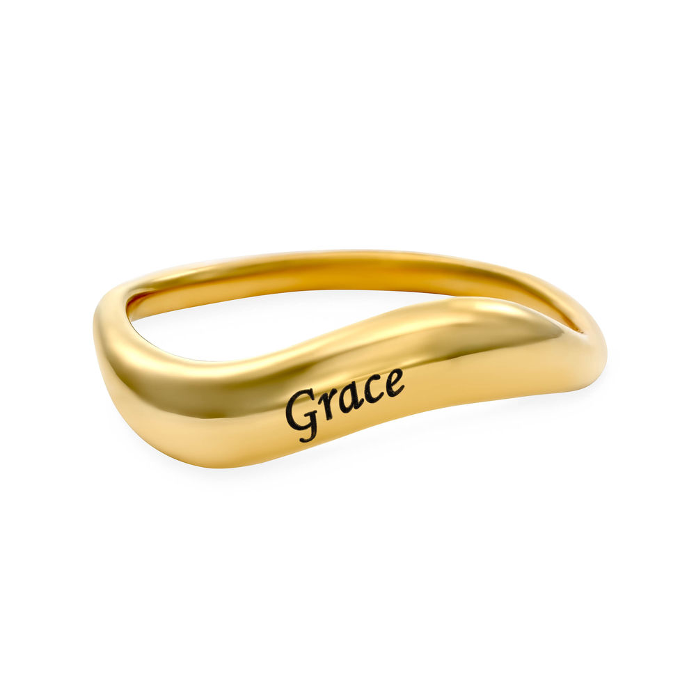 Stackable Wavy Name Ring in Gold Plating