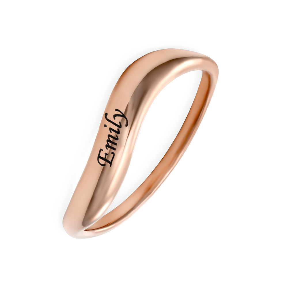Stackable Wavy Name Ring in Rose Gold Plating - 1