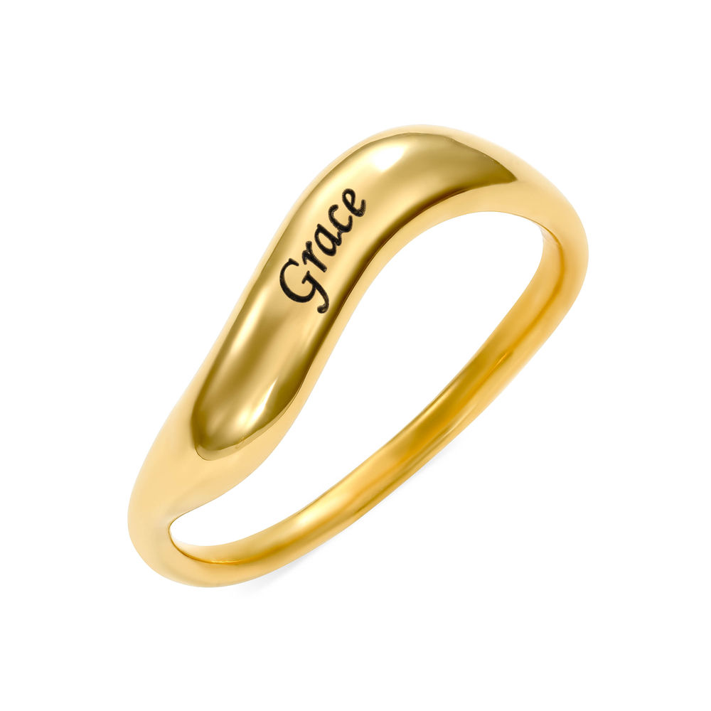 Stackable Wavy Name Ring in Gold Vermeil - 1
