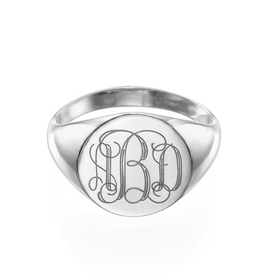 Signet Ring in Sterling Silver with Engraved Monogram - 1