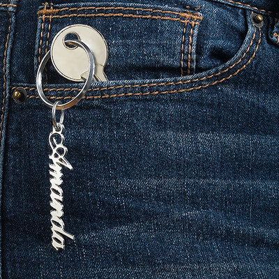 Personalized Name Keychain in Sterling Silver - 1 product photo