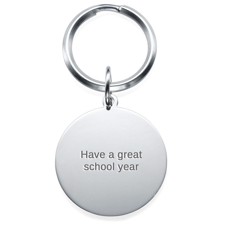 Engraved Round Photo Keychain in Sterling Silver - 1