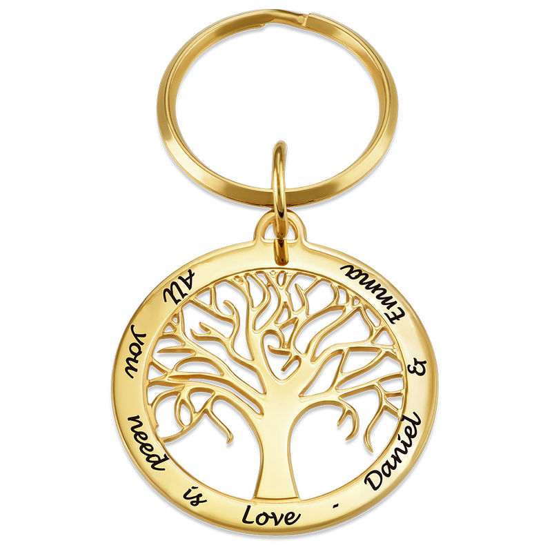 Personalized Family Tree Keychain in Gold Plating - 1