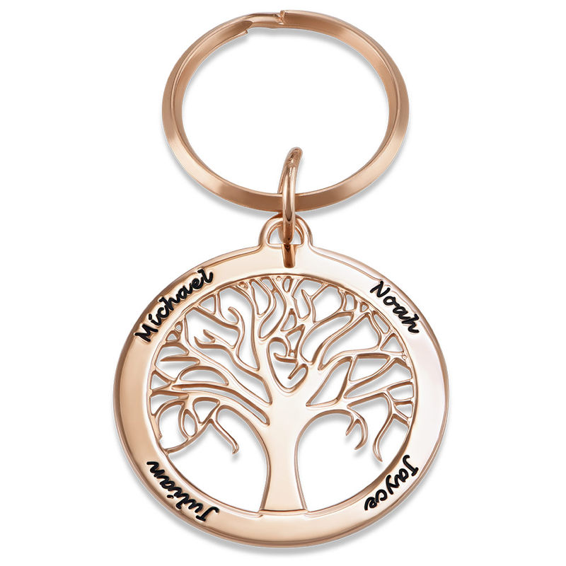 Personalized Family Tree Keychain in Rose Gold Plating