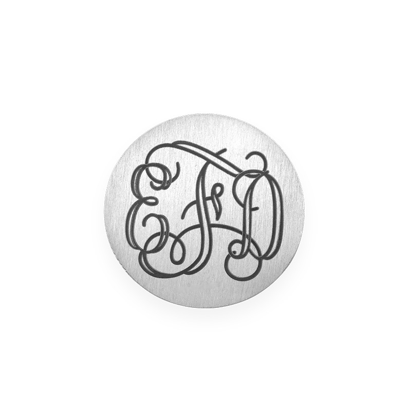 Floating Locket Plate - Silver Plated Disc with Monogram