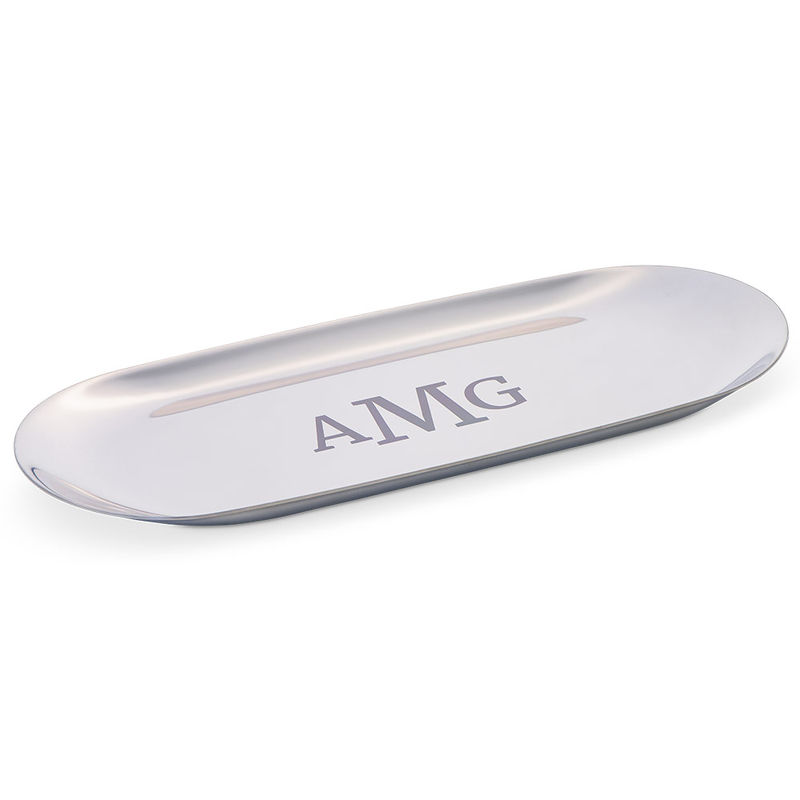 Personalized Oval Jewelry Tray in Silver Color