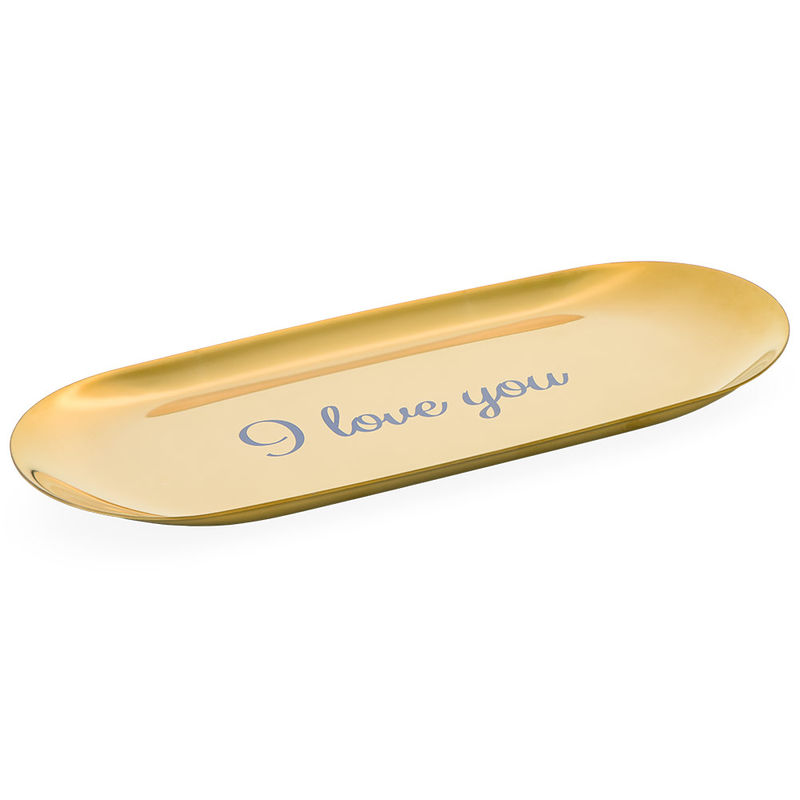 Personalized Oval Jewelry Tray in Gold Color