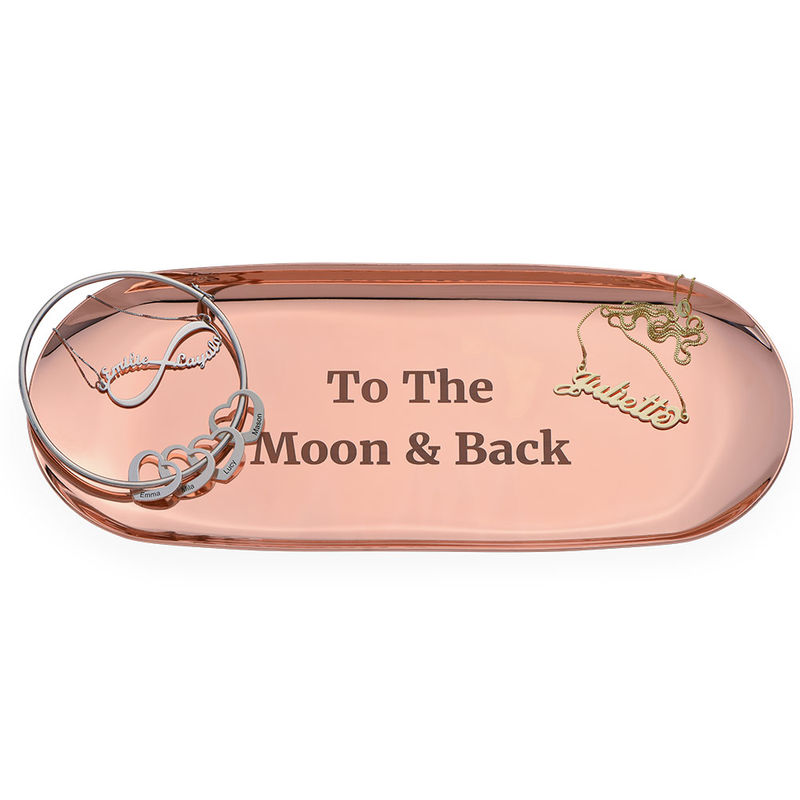 Personalized Oval Jewelry Tray in Rose Gold Color - 1