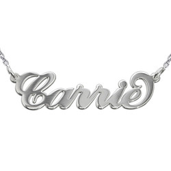 Double Thickness Silver Carrie-Style Name Necklace With a Rollo Chain product photo