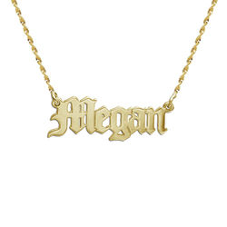 14k Gold Old English Style Name Necklace product photo