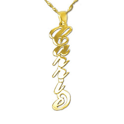 Vertical 14k Gold “Carrie” Style Name Necklace product photo
