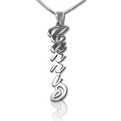 Vertical Sterling Silver Carrie-Style Name Necklace product photo