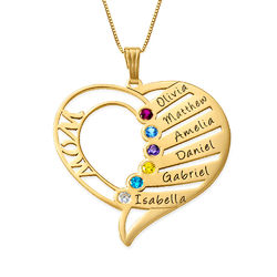 Engraved Mom Birthstone Necklace - 14K Gold product photo