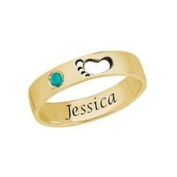 Baby Feet Ring with Inner Engraving in Gold Plated product photo