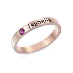 Stackable Birthstone Name Ring - 18k Rose Gold Plated product photo