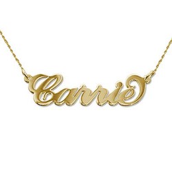 14k Gold Double Thickness Carrie-Style Name Necklace With Twist Chain product photo